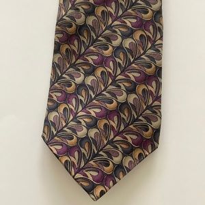 Excellent condition 100% silk; shades of blue, purple, kaki & grey